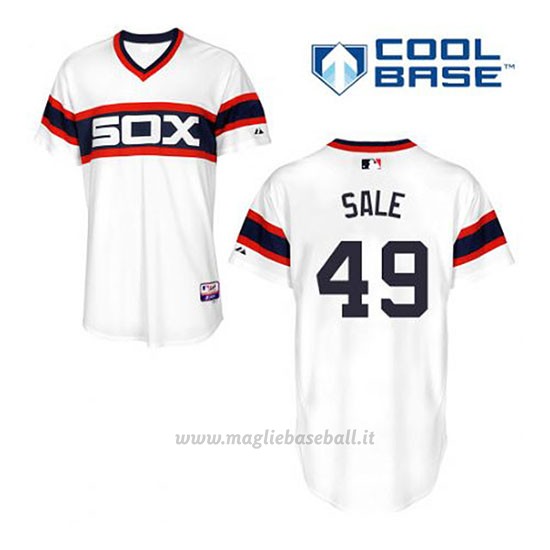 Maglia Baseball Uomo Chicago White Sox 49 Chris Sale Bianco Alterner Cool Base
